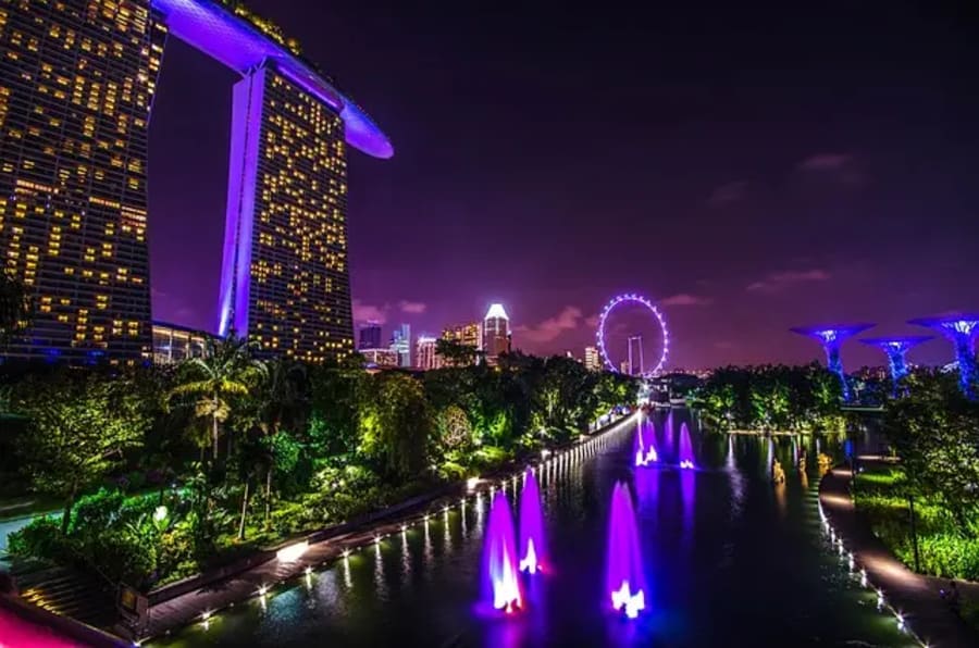 Vista de bahía de Singapur