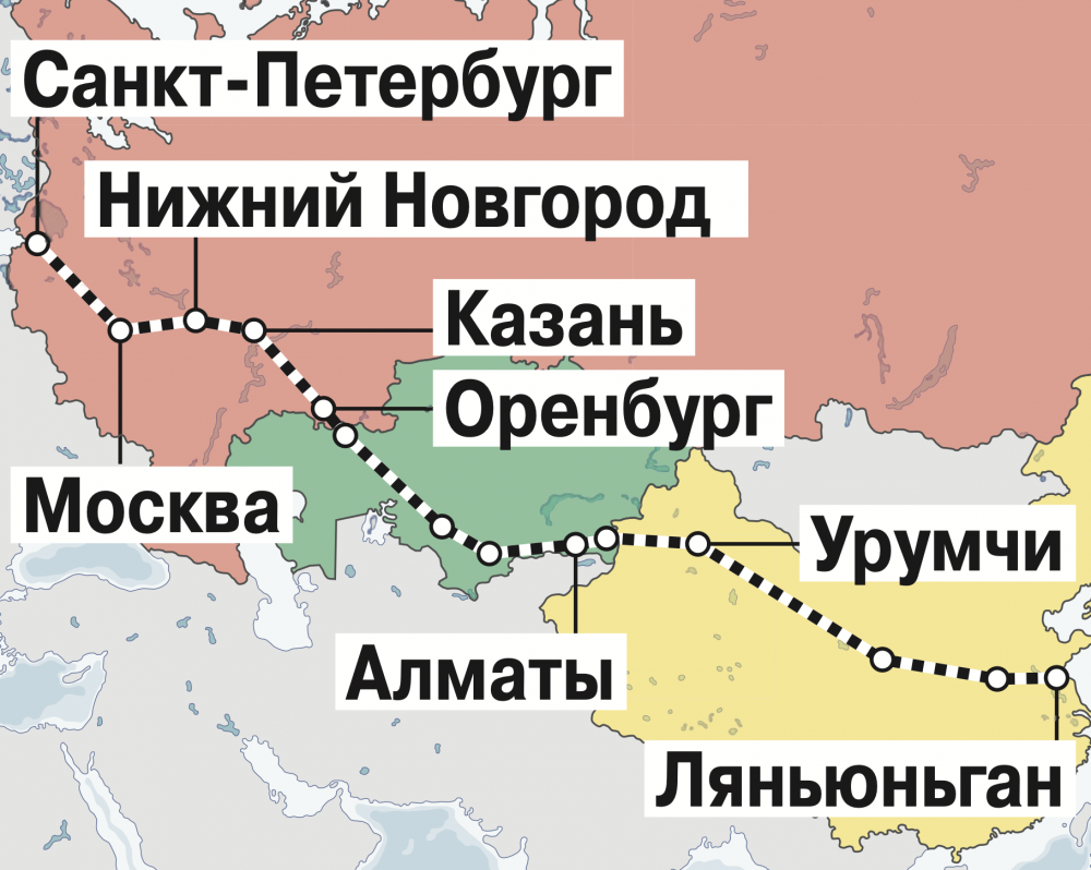 Скоростная трасса москва казань екатеринбург схема на карте россии