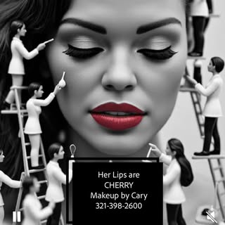 Her lips are Cherry makeup by Cary