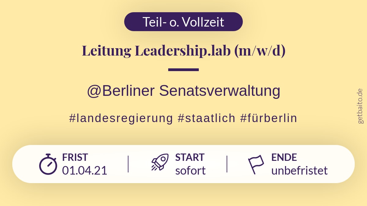 Leitung Leadership Lab M W D Berliner Senatsverwaltung Leitung Leadership Lab M W D Berliner Senatsverwaltung