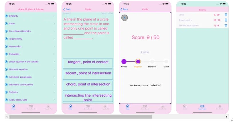 Grade 10 Math & Science iPhone educational apps