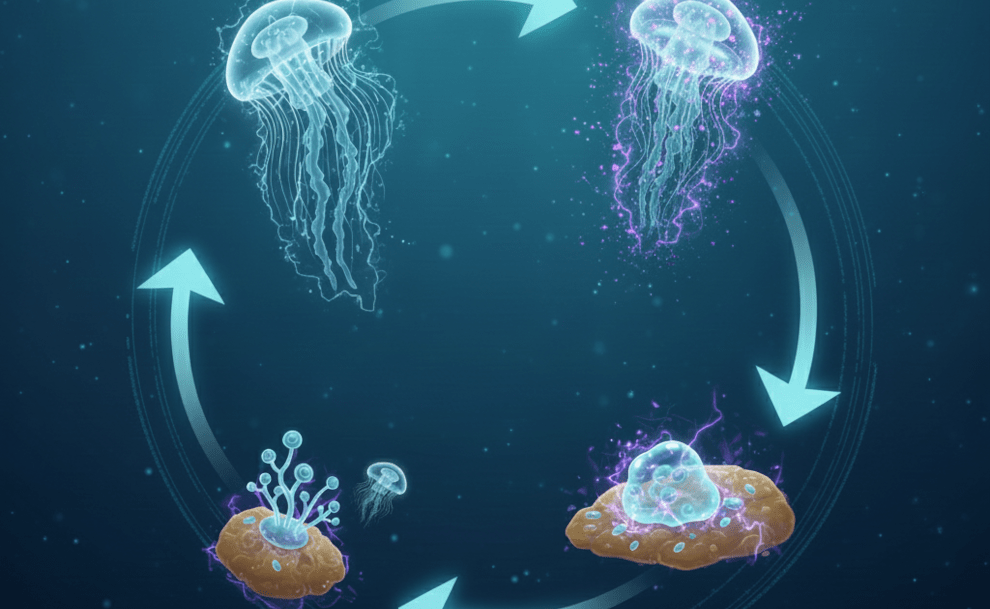 Forever Young: The Jellyfish That Escapes Death by Reversing Its Life Cycle.
