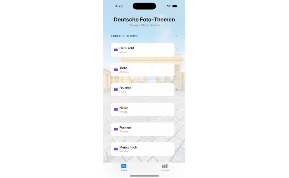 German: Words from Pictures iPhone educational apps