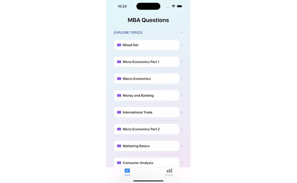 MBA Question Bank iPhone educational apps