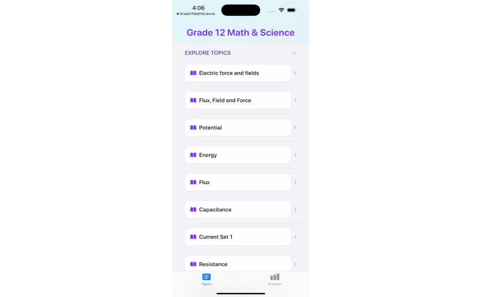 Grade 12 Math & Science iPhone educational apps