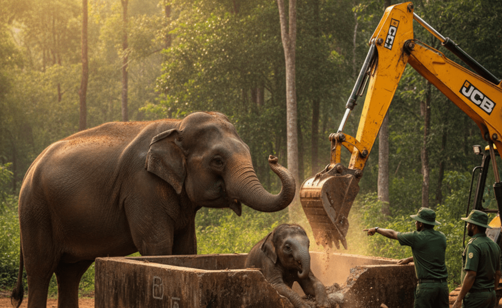 Mom Elephant’s Calm Trust Leads to Joyful Rescue of Her Calf!
