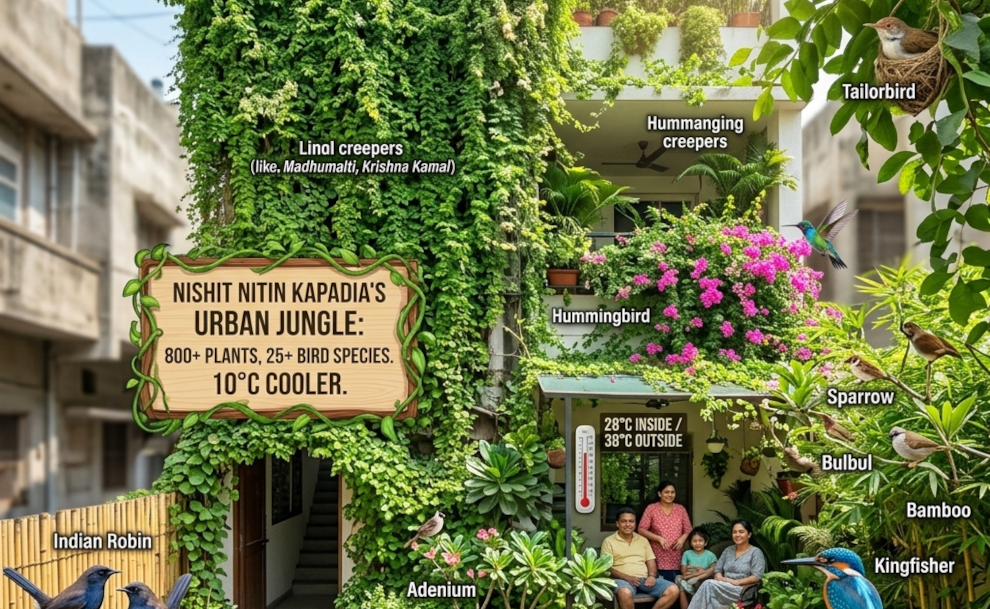 Surat Entrepreneur's Eco-Home Stays 10°C Cooler with 800+ Plants
