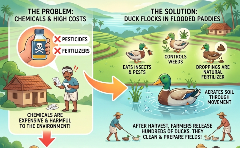 Duck Power: How Kerala’s Rice Farmers Use Nature to Grow Crops!