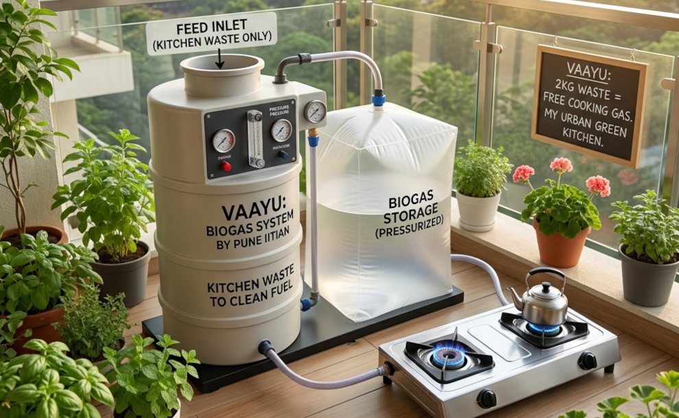 Pune Engineer's 'Vaayu' System Turns Daily Food Waste into Fuel