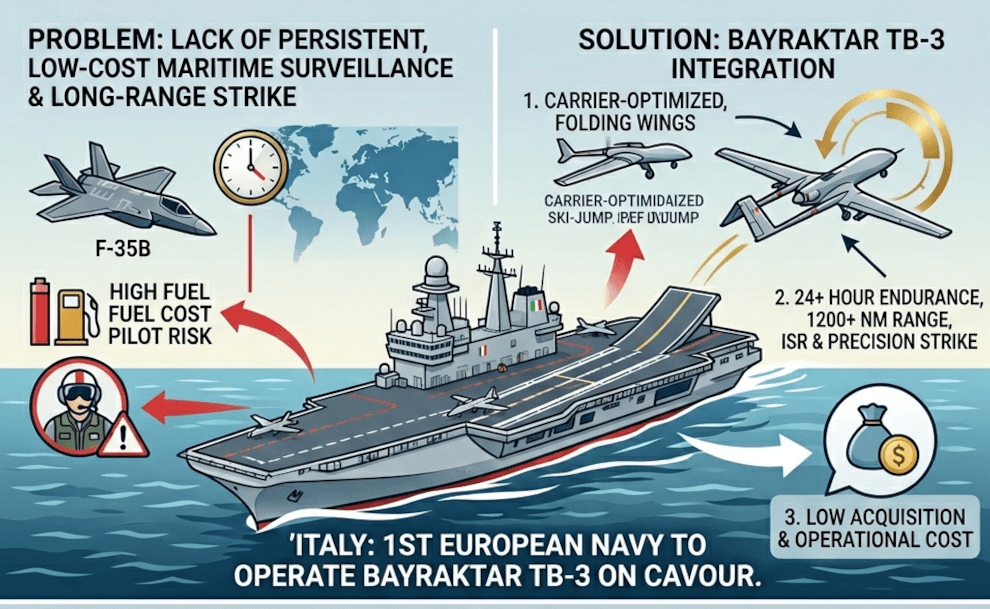Italy First in Europe to Launch Turkish TB-3 Drones from Sea