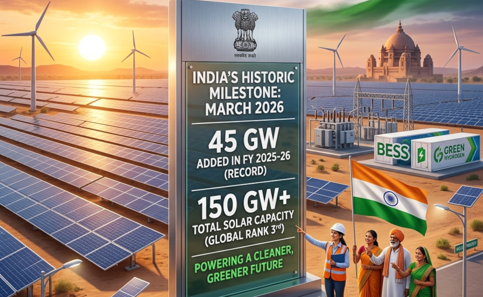 India Hits 150GW Solar Milestone with Record 45GW Growth in 2026