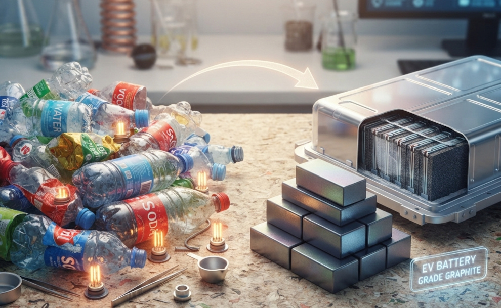 Turning Waste Plastic Bottles Into Powerful EV Battery Materials