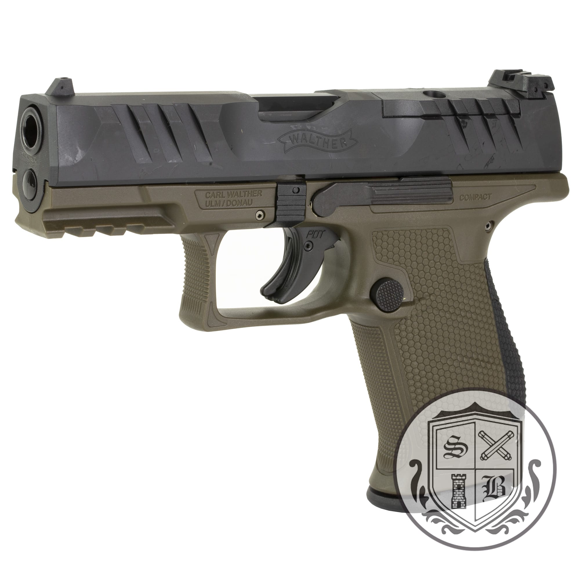 Ships Free - Walther PDP Compact 4" 9mm Pistol - Green / 15 Round Mags-img-0