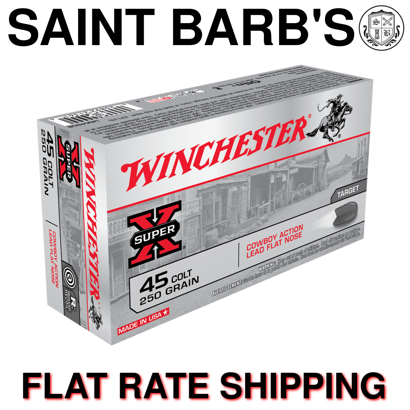 Winchester Super X .45 Colt 250 Grain Lead Flat Nose (LFN) - 50 Rounds-img-0