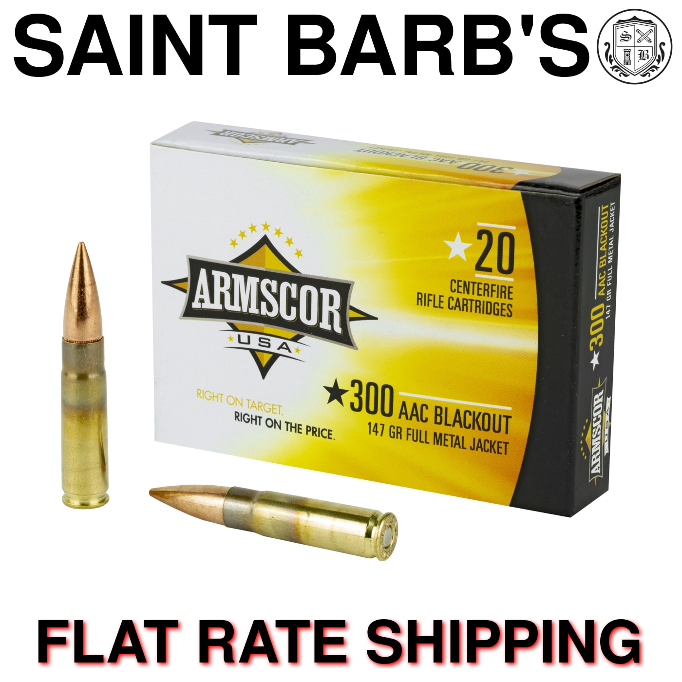 Armscor .300 AAC Blackout 147 Grain Full Metal Jacket (FMJ) - 20 Rounds-img-0