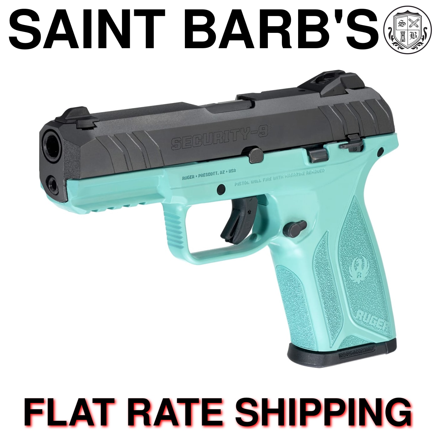 Ruger Security-9 4" 9mm Pistol - Turquoise / 15 Round Mags-img-0