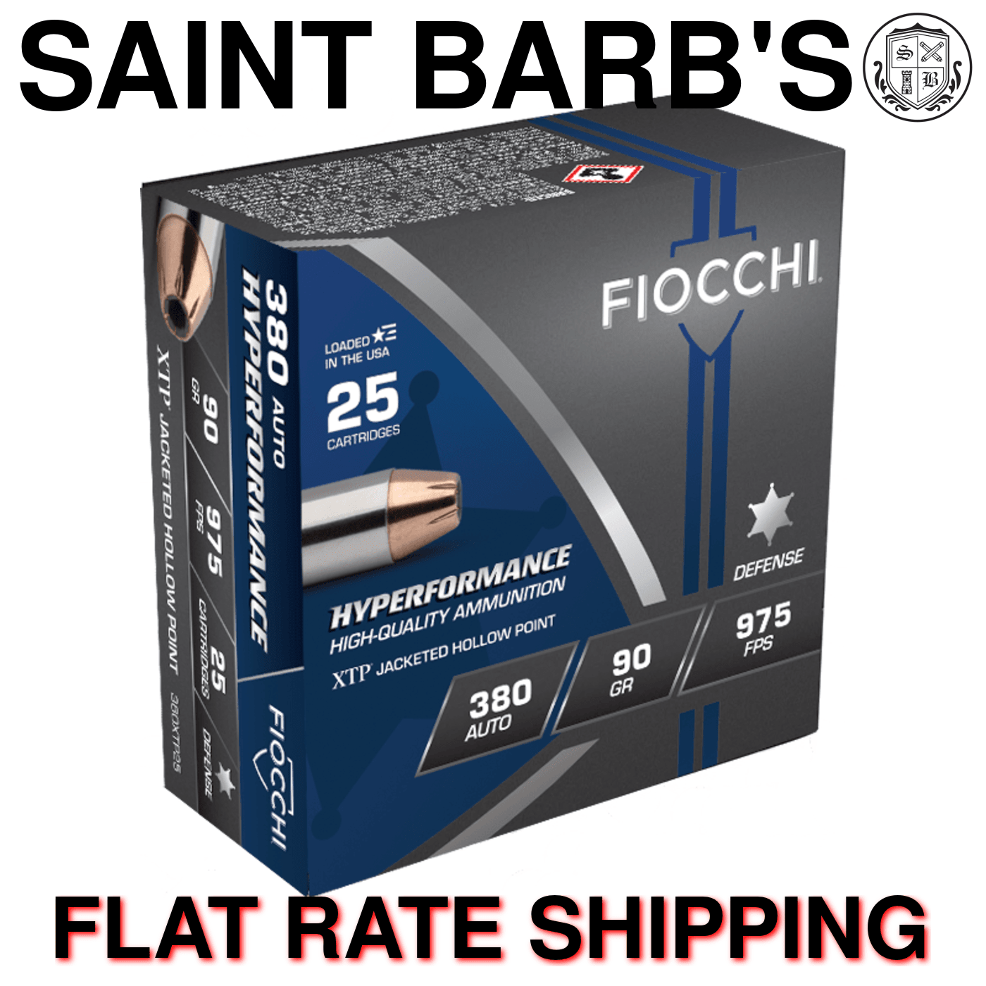 Fiocchi Hyperformance Defense .380 ACP 90 Grain XTP - 25 Rounds-img-0