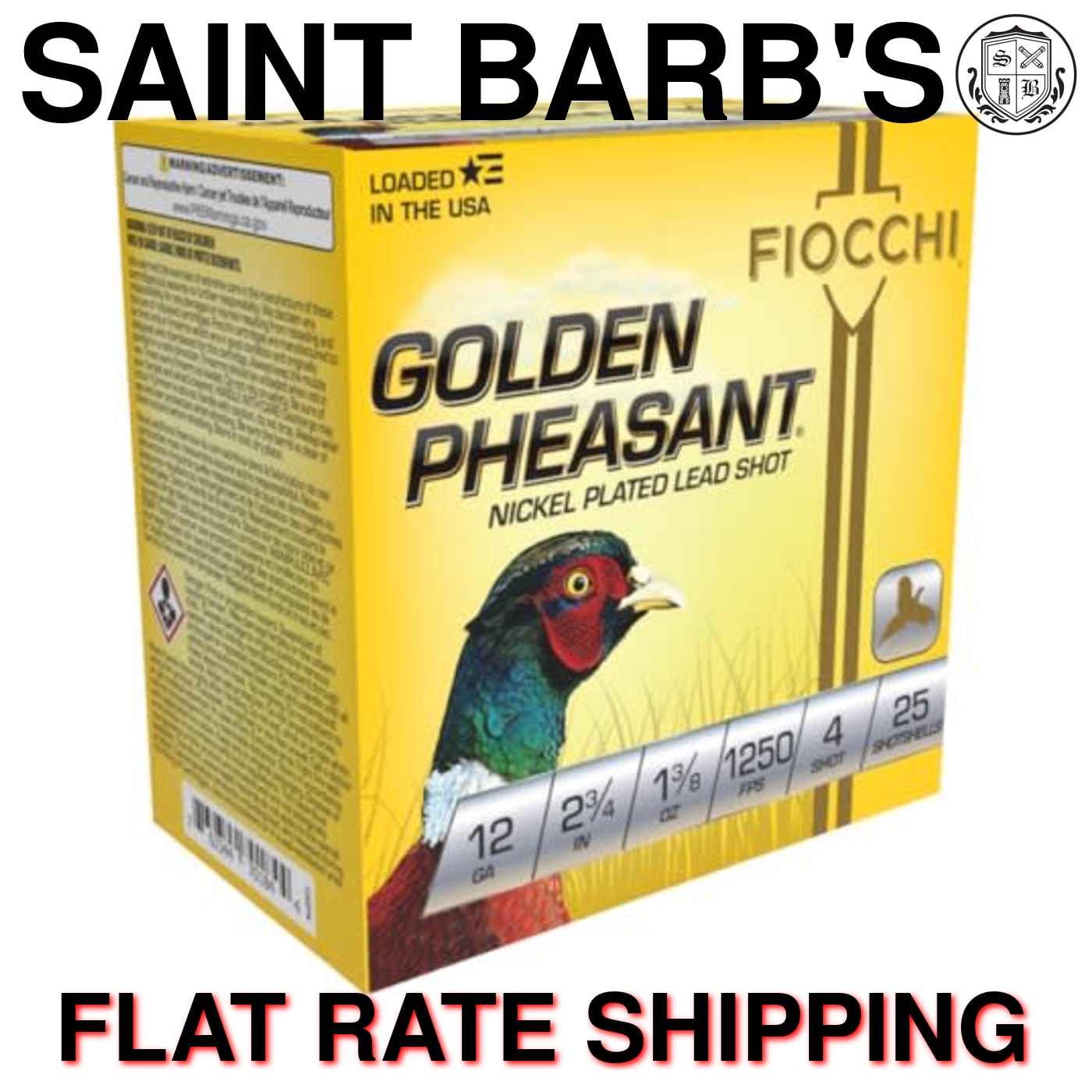 Fiocchi Golden Pheasant 12 Gauge 2.75" 1 3/8 oz. #4 - 25 Rounds-img-0