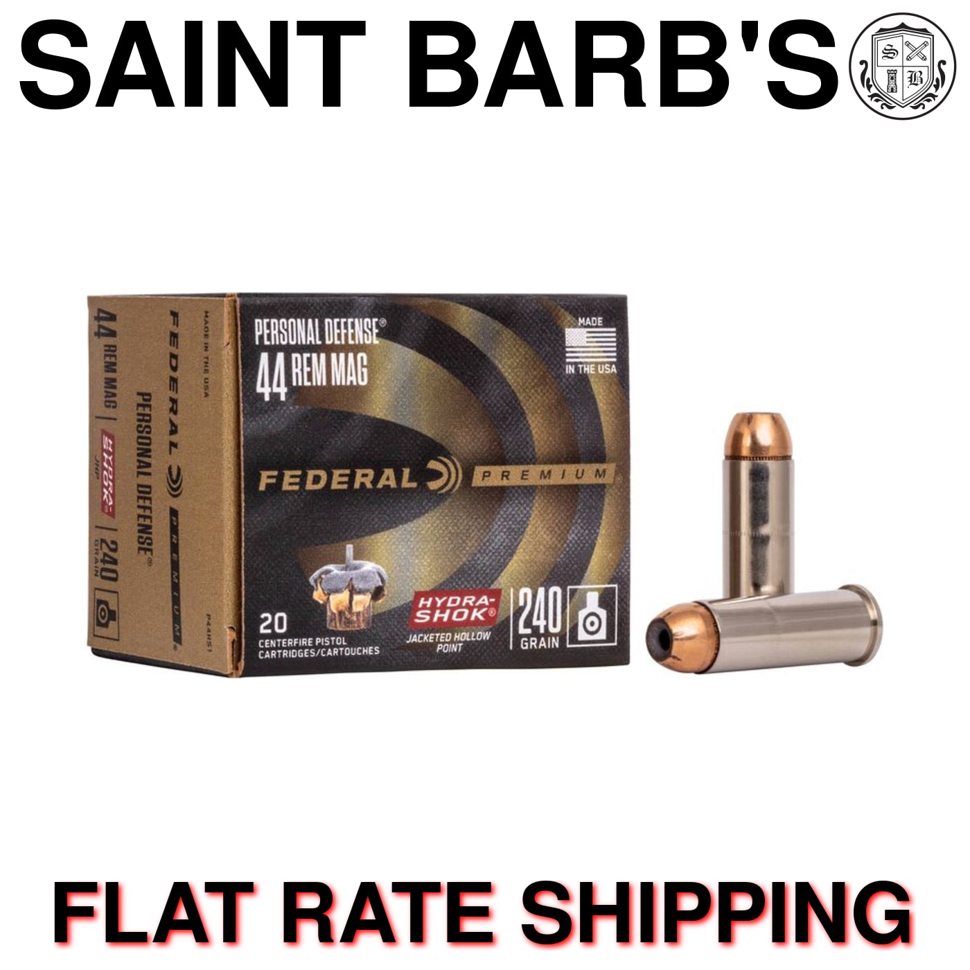 Federal Personal Defense Hydra-Shok 44 Rem Mag 240 Grain JHP - 20 Rounds-img-0