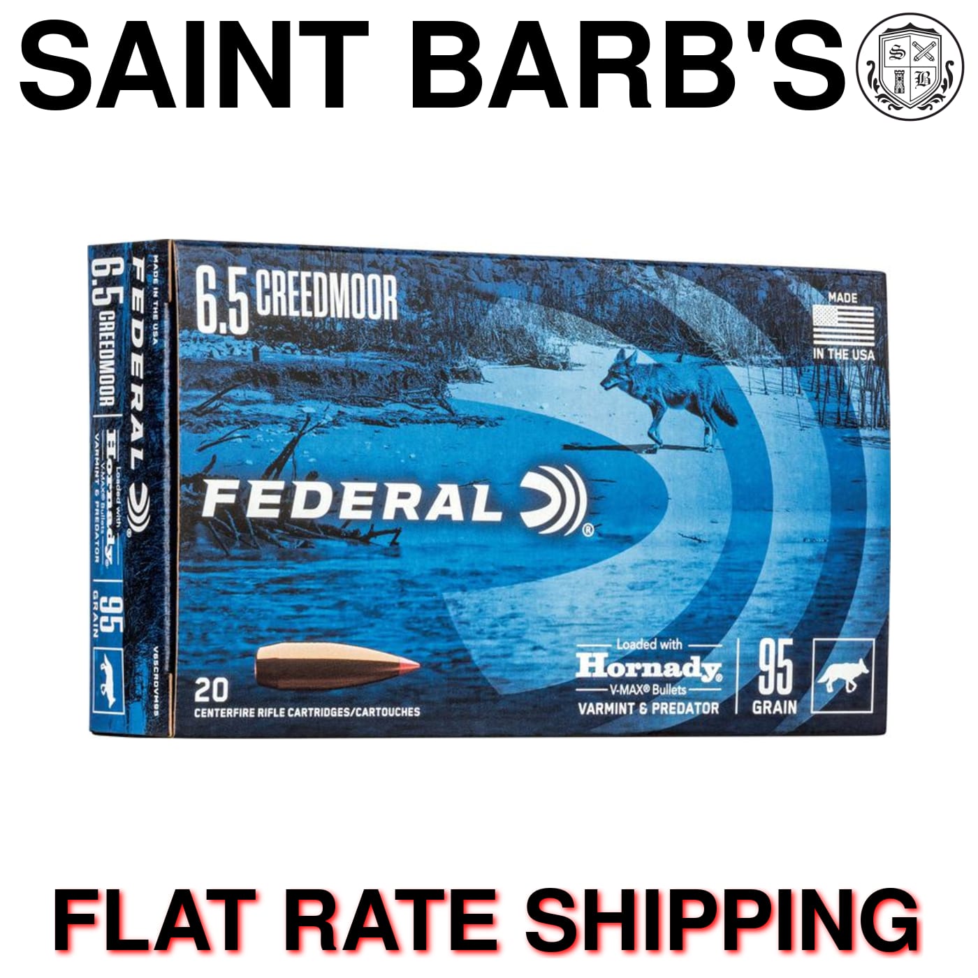 Federal Varmint & Predator 6.5mm Creedmoor 95 Grain V-MAX - 20 Rounds-img-0