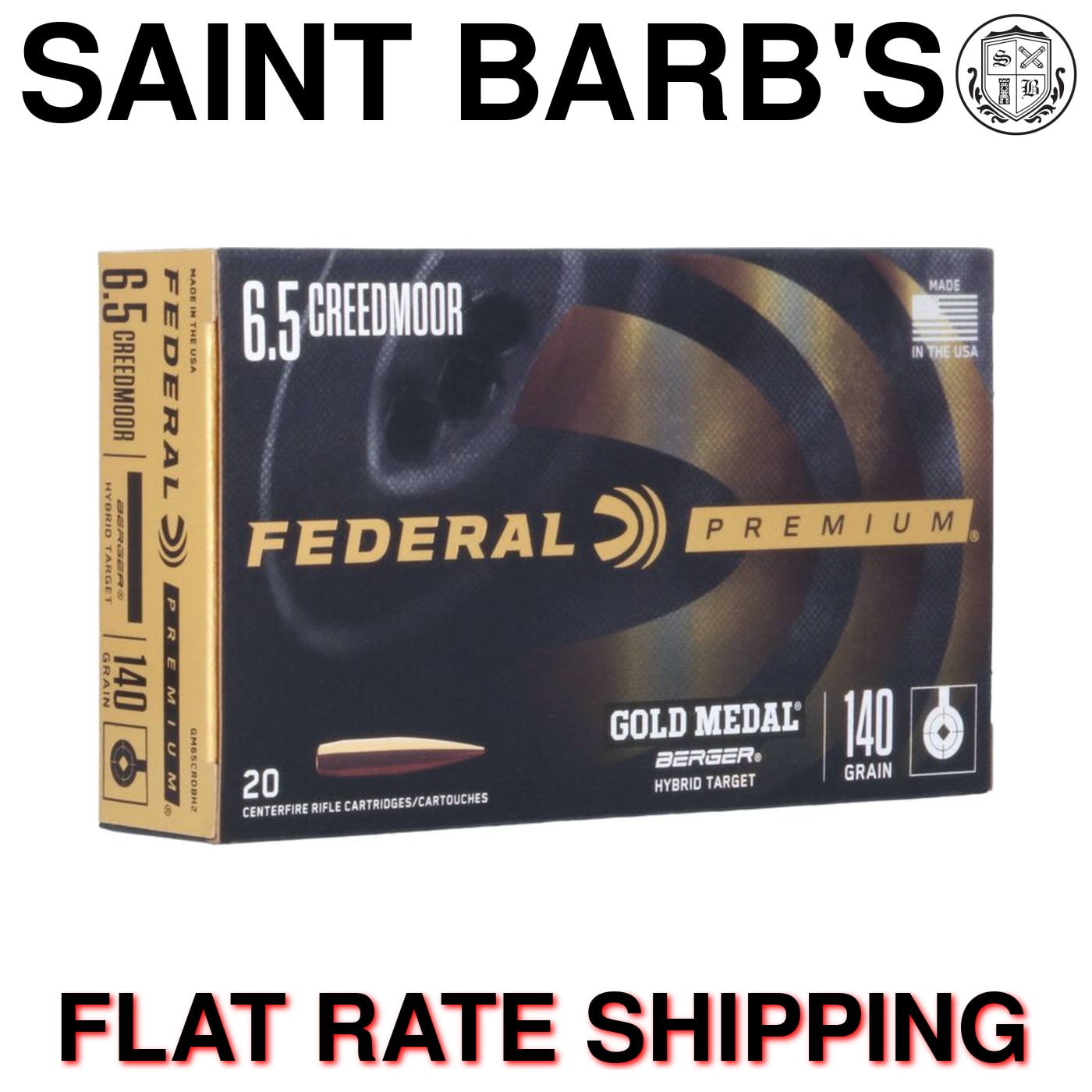 Federal Gold Medal 6.5mm Creedmoor 140 Grain Berger Hybrid - 20 Rounds-img-0