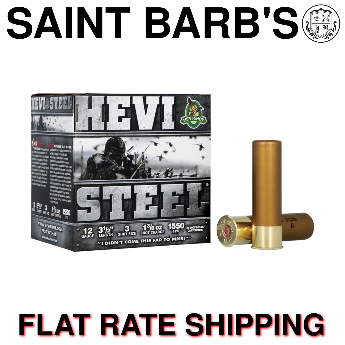 HEVI-Shot HEVI-Steel 12 Gauge 3.5" 1 3/8 oz. #3 - 25 Rounds-img-0
