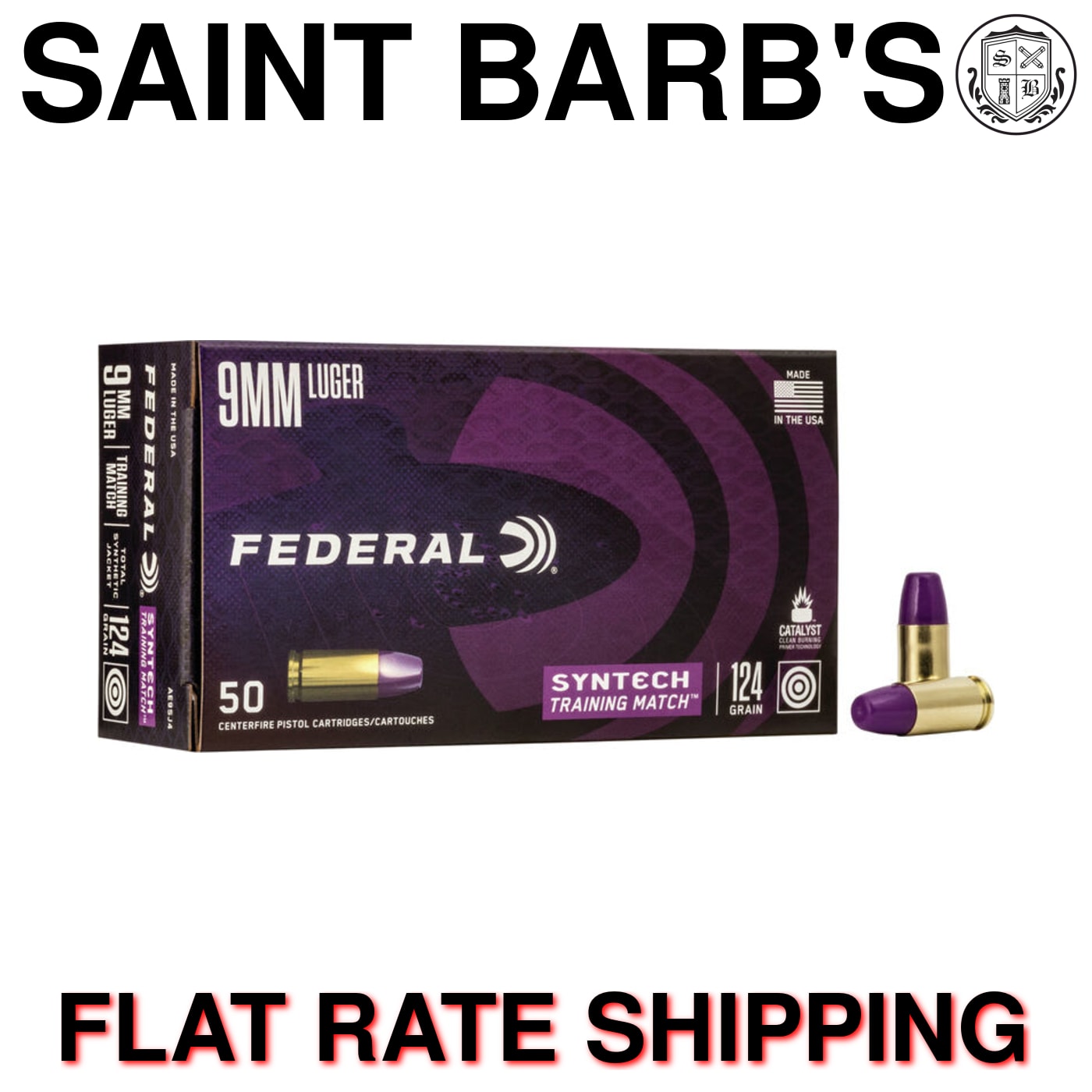 Federal Syntech Training Match 9mm Luger 124 Grain Flat Nose - 50 Rounds-img-0