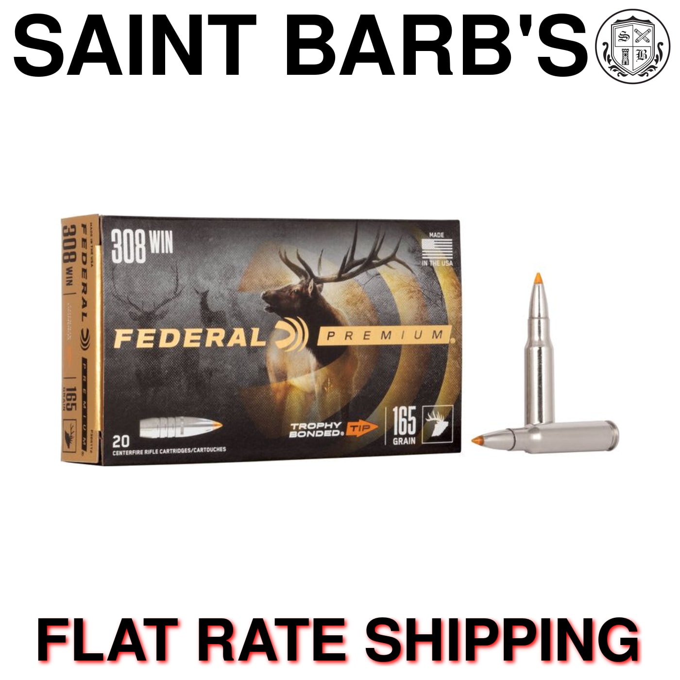 Federal Trophy Bonded Tip .308 Win. 165 Grain Polymer Tipped - 20 Rounds-img-0