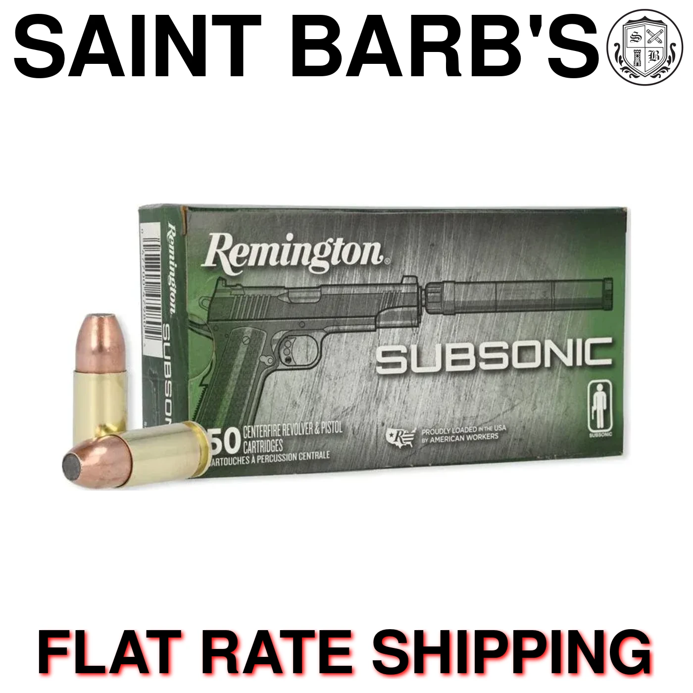 Remington Subsonic Handgun 9mm Luger 147 Grain Lead Flat Nose - 50 Rounds-img-0