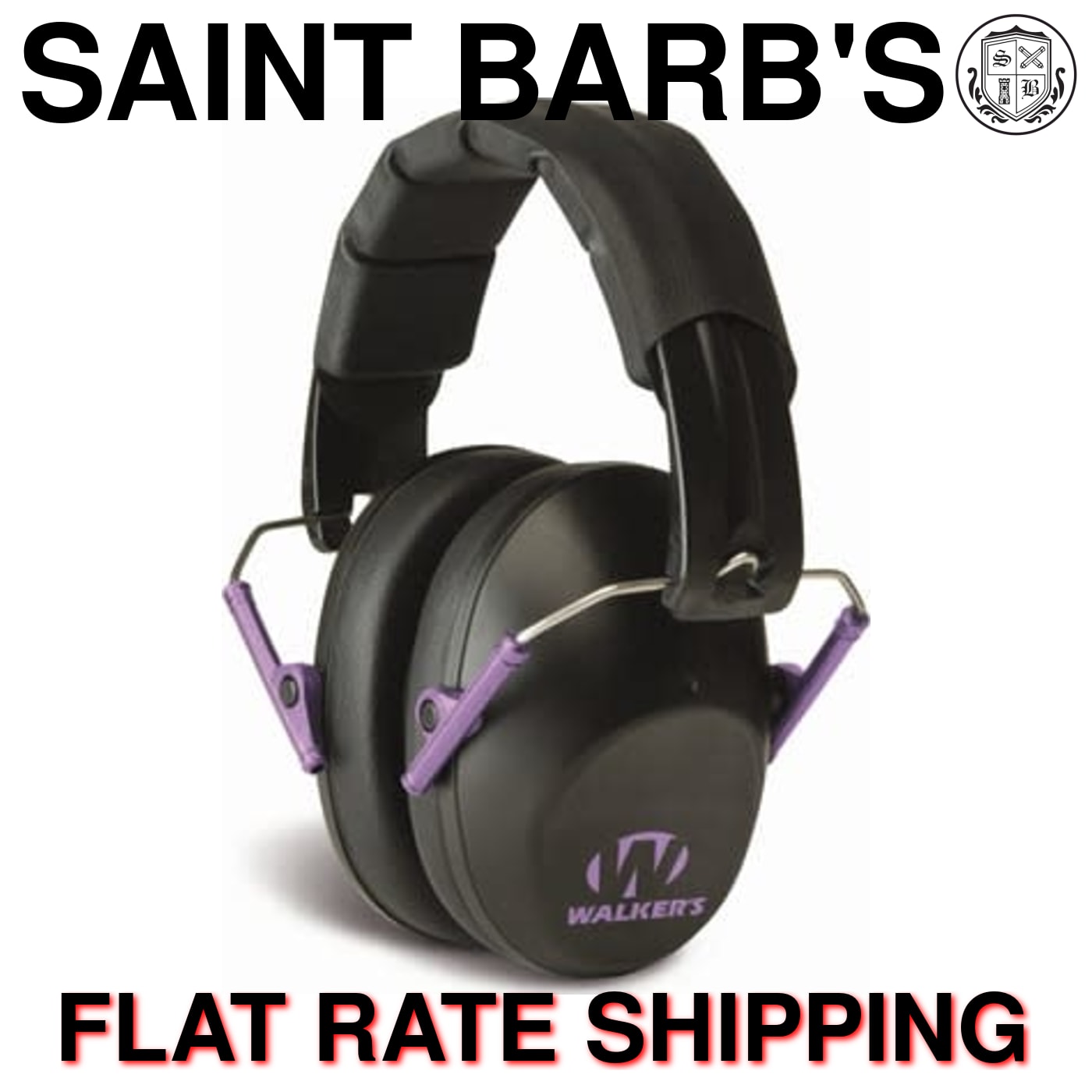 Walker's Low Profile Passive Folding Ear Muffs - Black / Purple-img-0