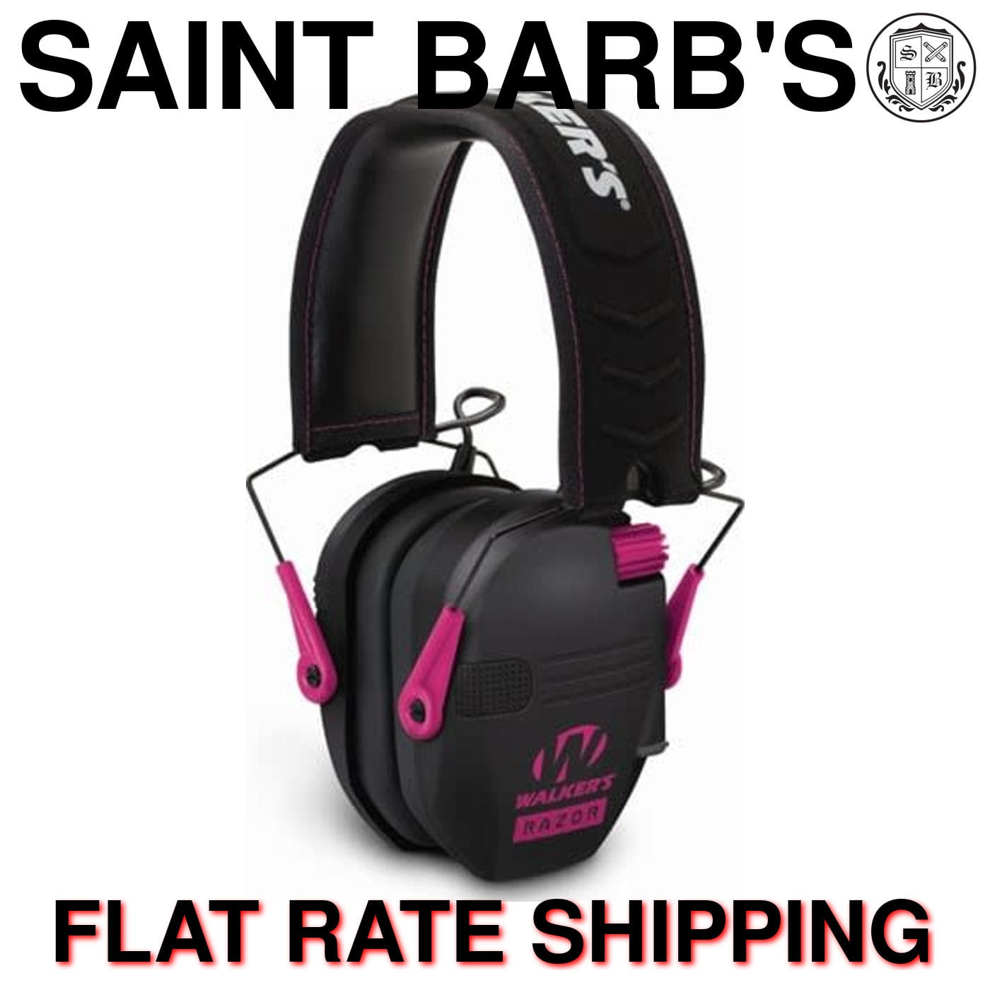 Walker's Razor Slim Electronic Ear Muff - Black / Pink-img-0