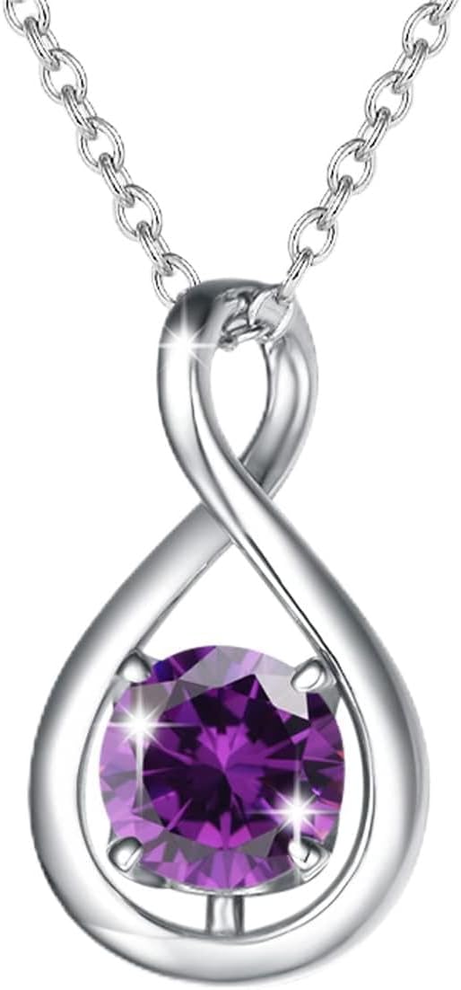 FANCIME 925 Sterling Silver Birthstone Necklaces for Women Fine Jewellery