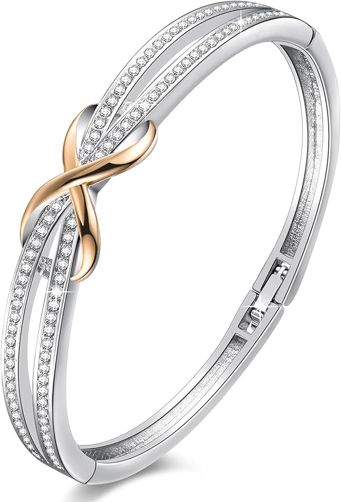 Praelinos Guardian of Love bracelets for womens,18K White Gold and Rose Gold Plated Bracelet‌