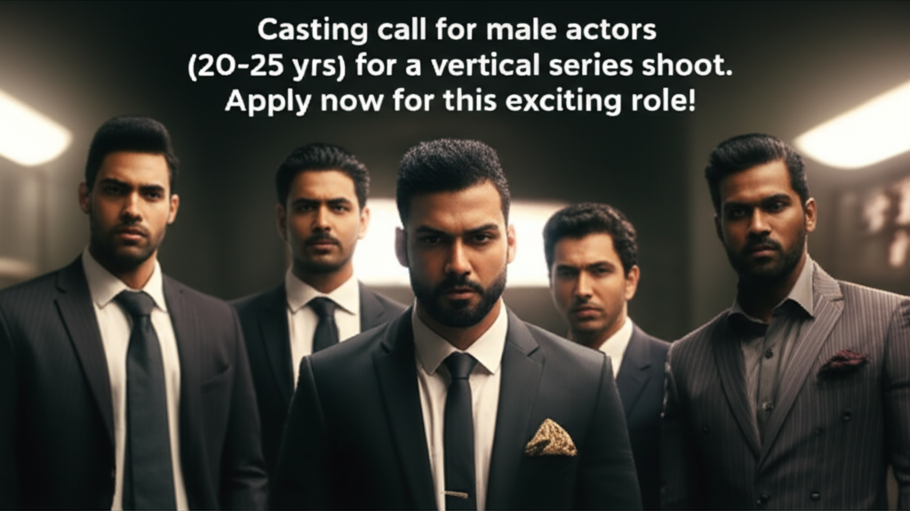 Casting call for male actors (20-25 yrs) for a vertical series shoot. Apply now for this exciting role!