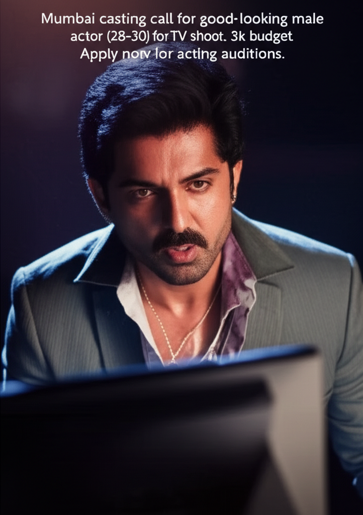 Mumbai casting call for good-looking male actor (28-30) for TV shoot. 3k budget. Apply now for acting auditions.