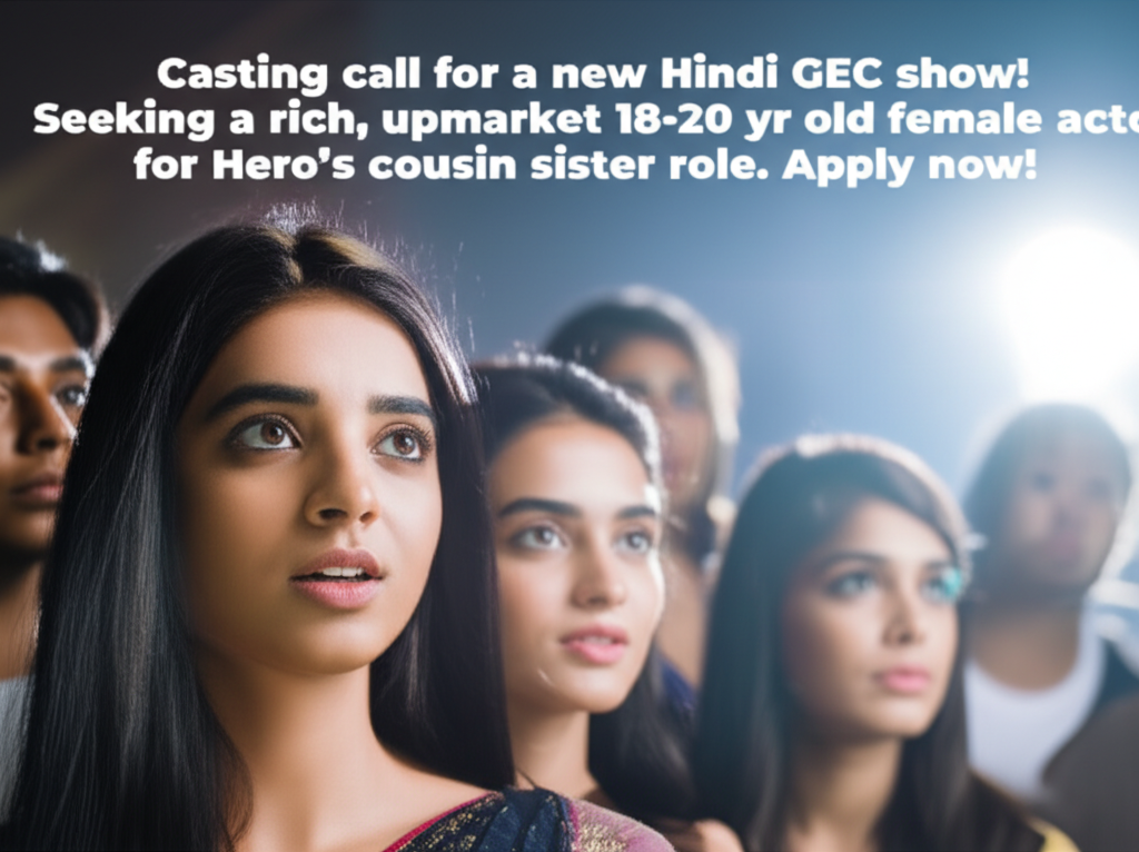 Casting call for a new Hindi GEC show! Seeking a rich, upmarket 18-20 yr old female actor for Hero's cousin sister role. Apply now!