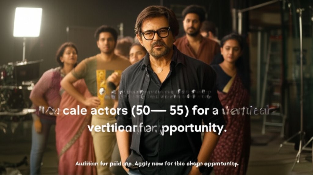 Casting call for male actors (50-55) for a vertical show. Audition for paid gig. Apply now for this shoot opportunity.