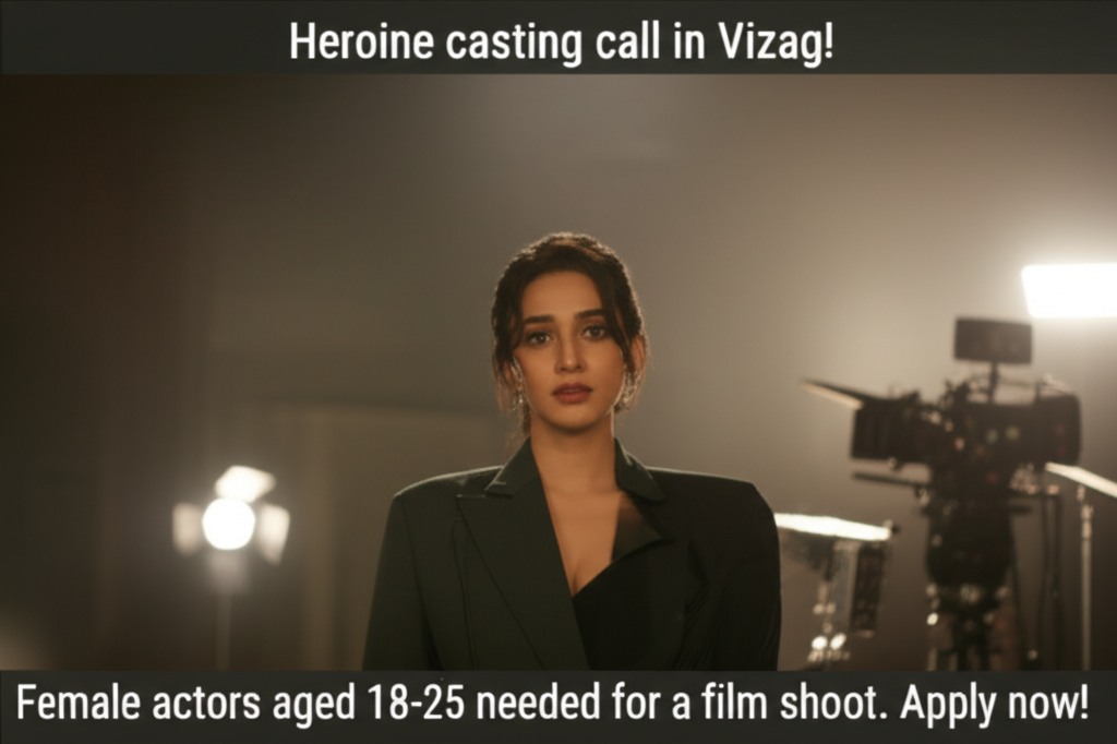 Heroine casting call in Vizag! Female actors aged 18-25 needed for a film shoot. Apply now!