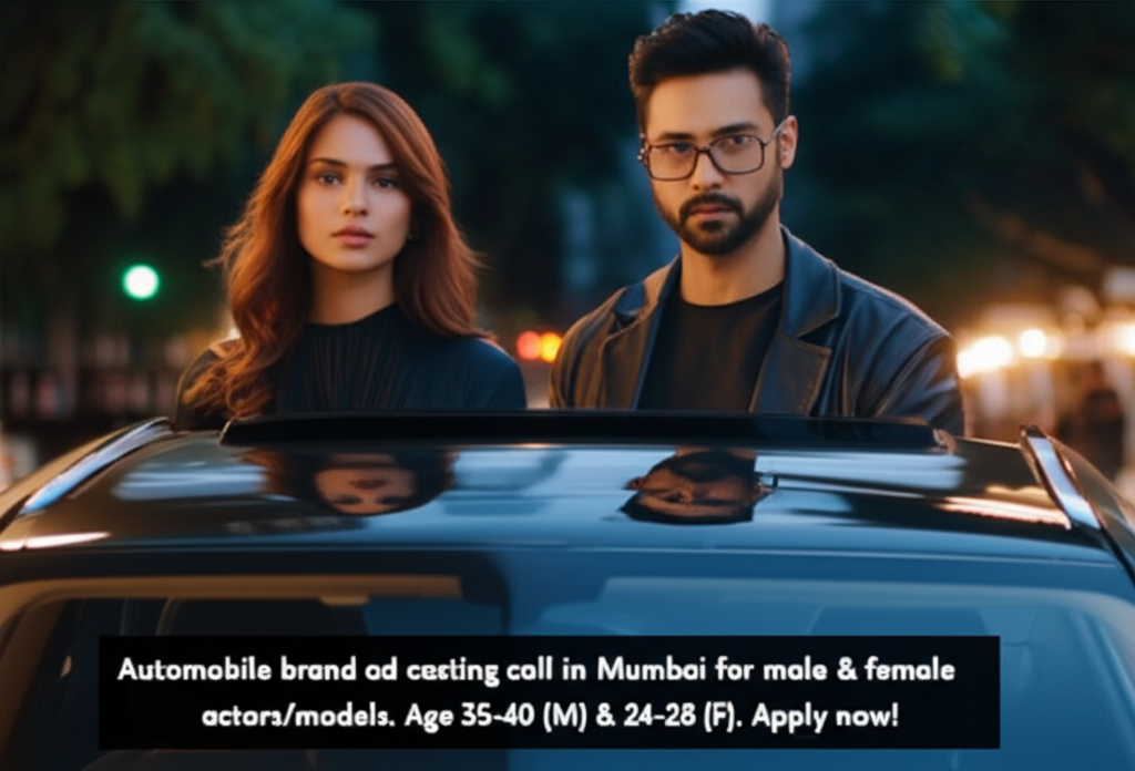 Automobile brand ad casting call in Mumbai for male & female actors/models. Age 35-40 (M) & 24-28 (F). Apply now!