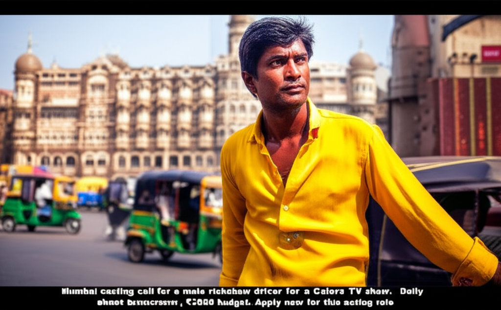 Mumbai casting call for a male rickshaw driver for a Colors TV show. Daily shoot tomorrow, ₹3000 budget. Apply now for this acting role.