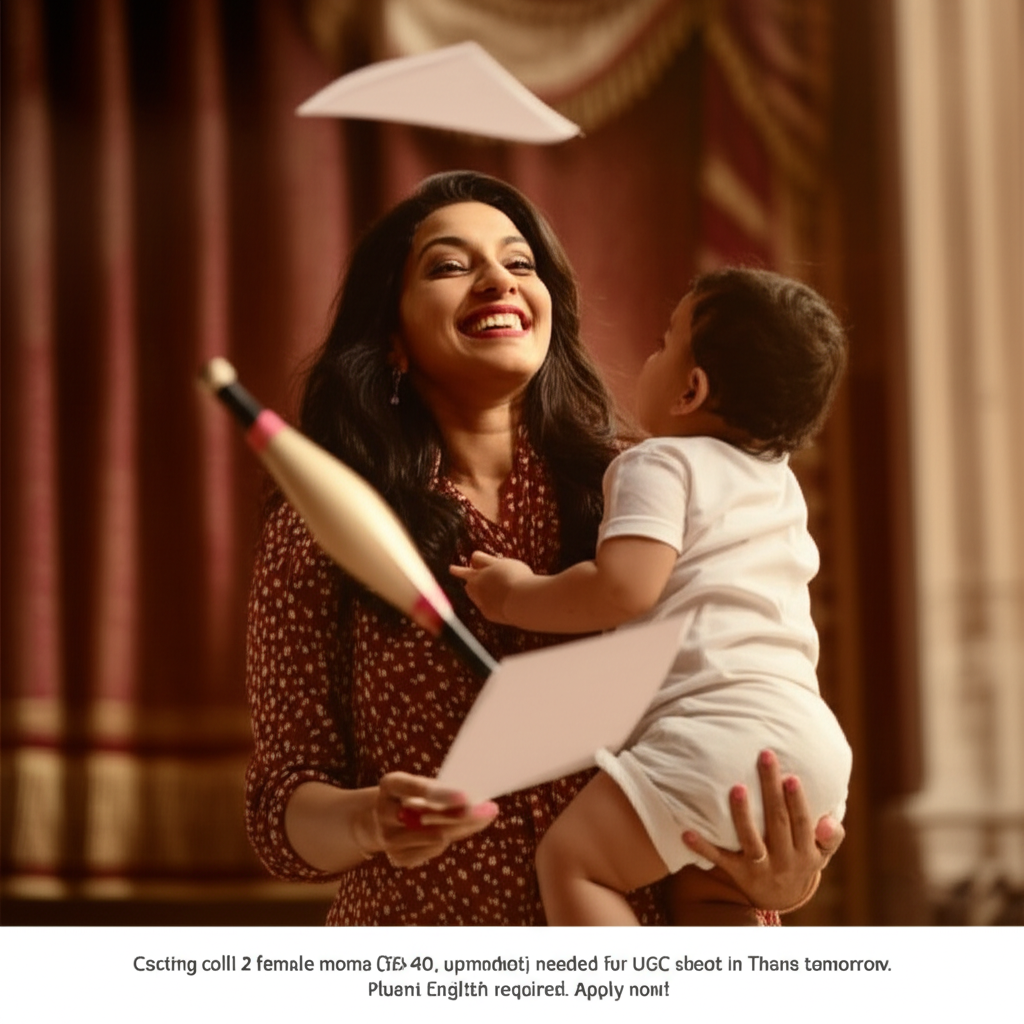 Casting call! 2 female moms (30-40, upmarket) needed for UGC shoot in Thane tomorrow. Fluent English required. Apply now!