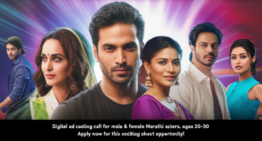 Digital ad casting call for male & female Marathi actors, ages 20-30. Apply now for this exciting shoot opportunity!