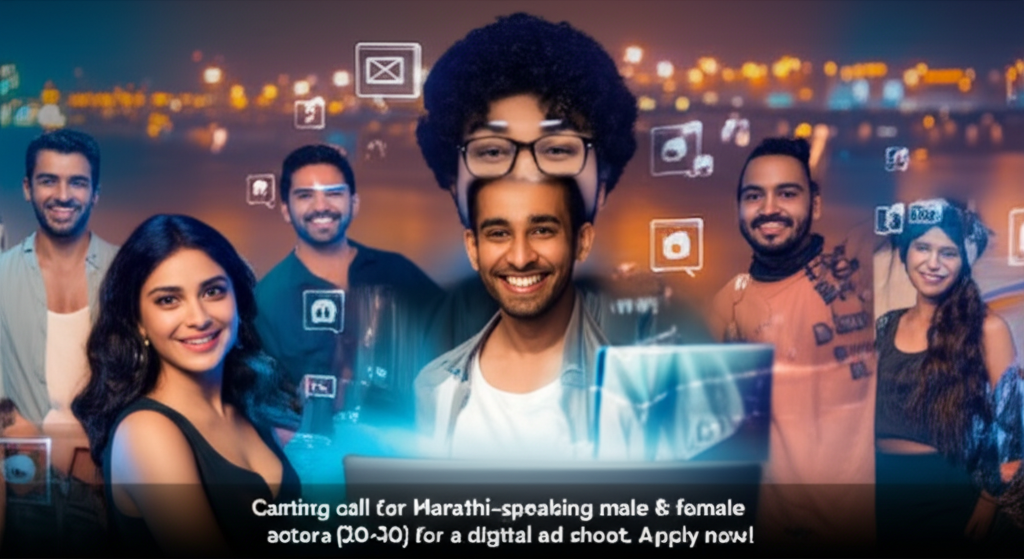 Casting call for Marathi-speaking male & female actors (20-30) for a digital ad shoot. Apply now!