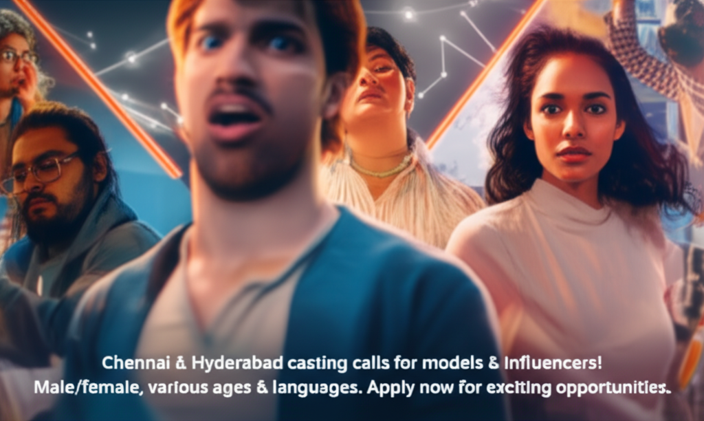 Chennai & Hyderabad casting calls for models & influencers! Male/female, various ages & languages. Apply now for exciting opportunities.