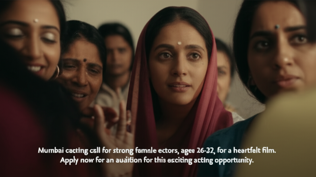 Mumbai casting call for strong female actors, ages 26-32, for a heartfelt film. Apply now for an audition for this exciting acting opportunity.