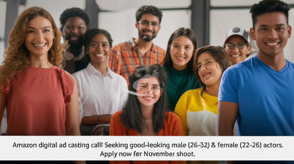 Amazon digital ad casting call! Seeking good-looking male (26-32) & female (22-26) actors. Apply now for November shoot.