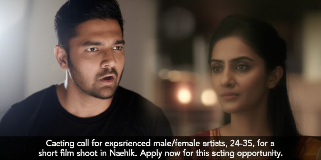Casting call for experienced male/female artists, 24-35, for a short film shoot in Nashik. Apply now for this acting opportunity.