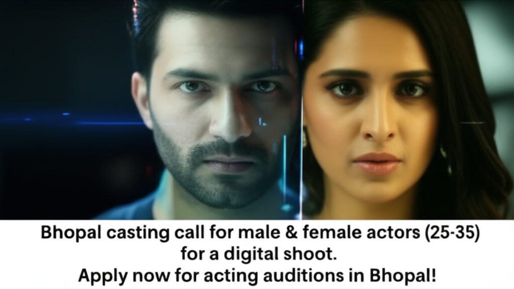 Bhopal casting call for male & female actors (25-35) for a digital shoot. Apply now for acting auditions in Bhopal!