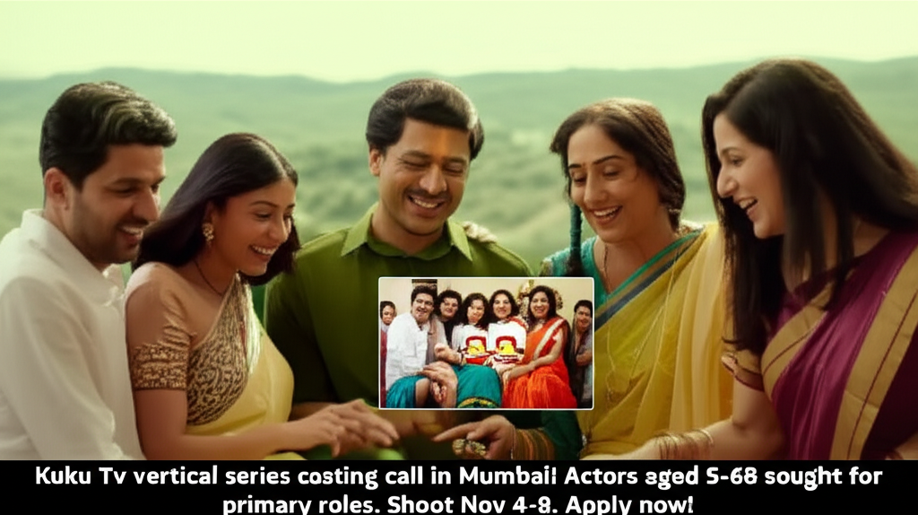 Kuku Tv vertical series casting call in Mumbai! Actors aged 5-68 sought for primary roles. Shoot Nov 4-8. Apply now!