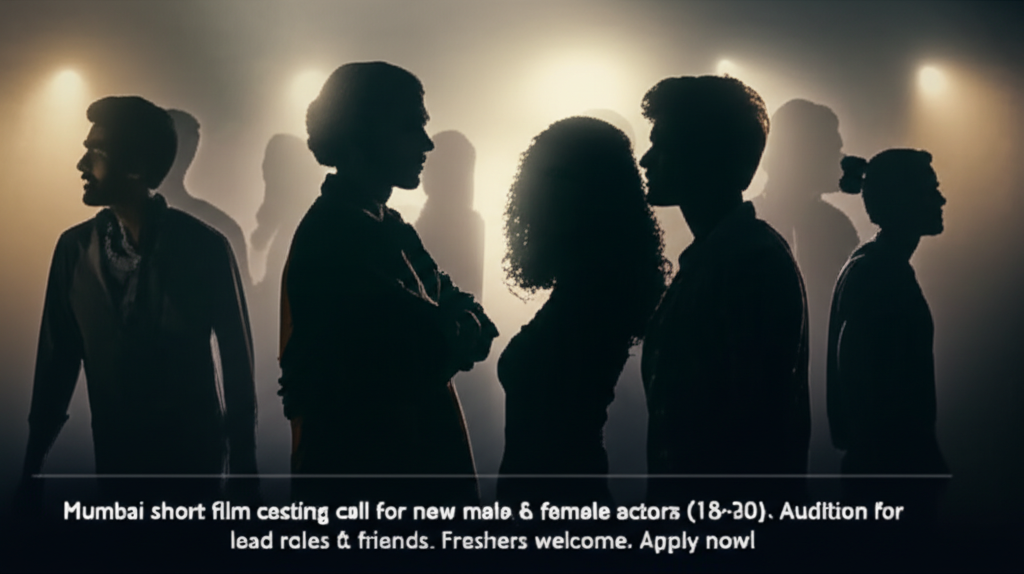 Mumbai short film casting call for new male & female actors (18-30). Audition for lead roles & friends. Freshers welcome. Apply now!